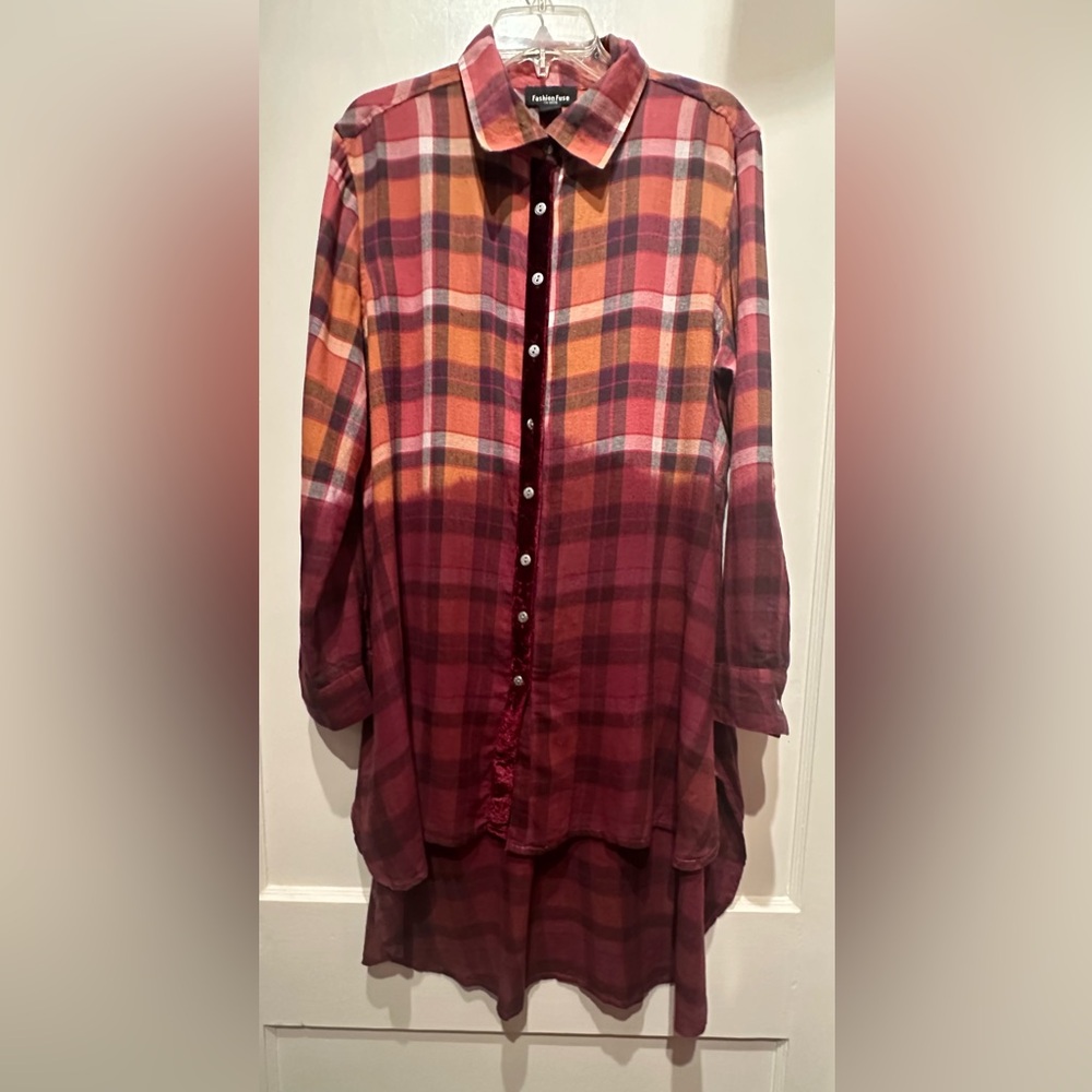 Women’s long sleeve flannel tunic/dress prairie, pioneer, vintage look. Large